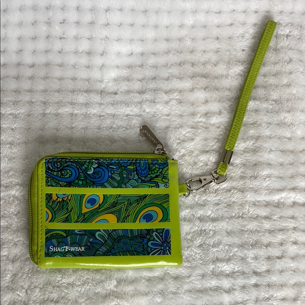 Shagwear Green Peacock Zip Around Wristlet Wallet